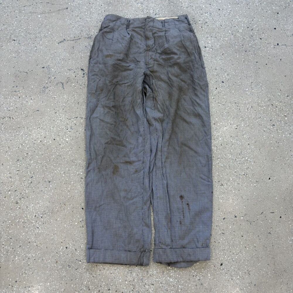 Vintage 50s Blue Drop Loop Pattern Rayon/Wool Pants 29x29